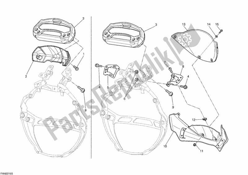 All parts for the Meter of the Ducati Monster 696 ABS USA 2012